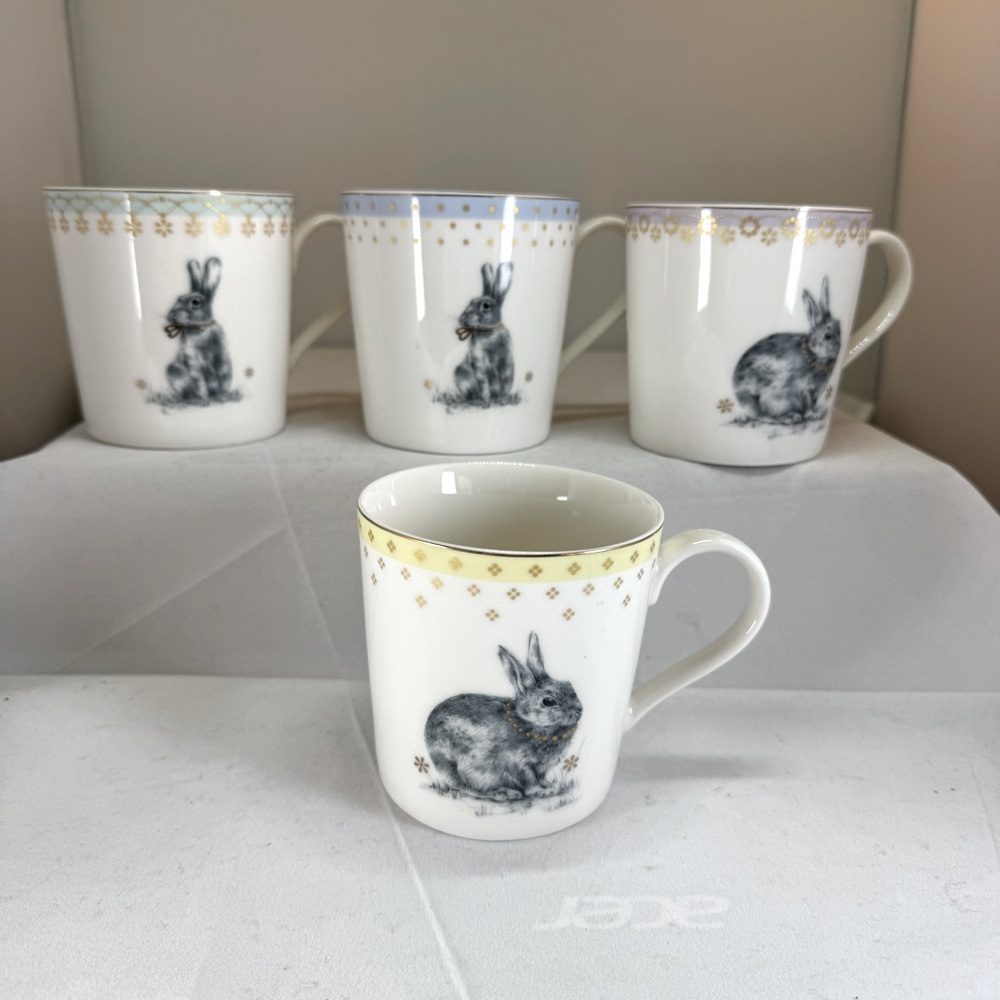 SPODE MEADOW LANE Mugs Set of 4 Rabbit Design Easter - Picture 2 of 11